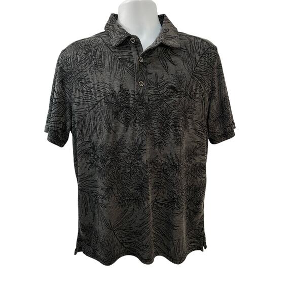 Tommy Bahama Shirt Size M Leaf Print Short Sleeve Button-Up Dark Base - Picture 1 of 8